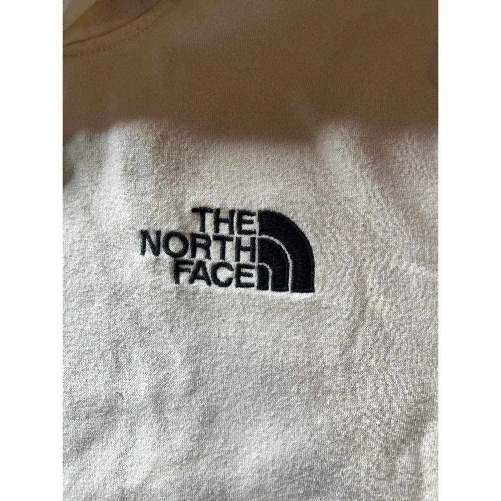 The North Face Cream Pullover Hoodie Unisex Medium Graphic‎ Back Sweatshirt